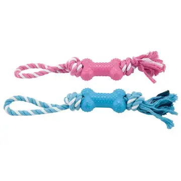 Jouet os et corde bicolore